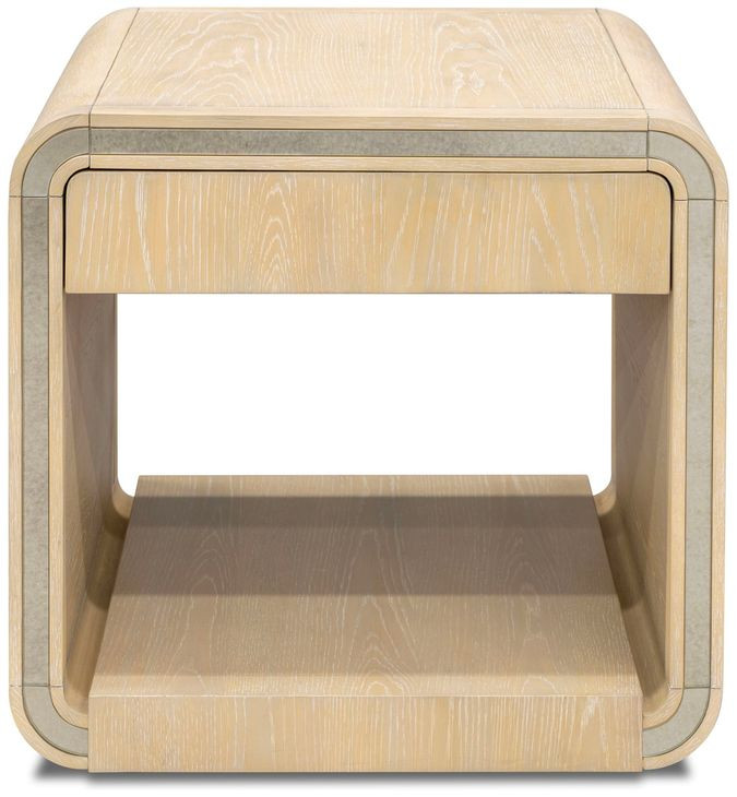 Damone Cerused White and Silver Square End Table