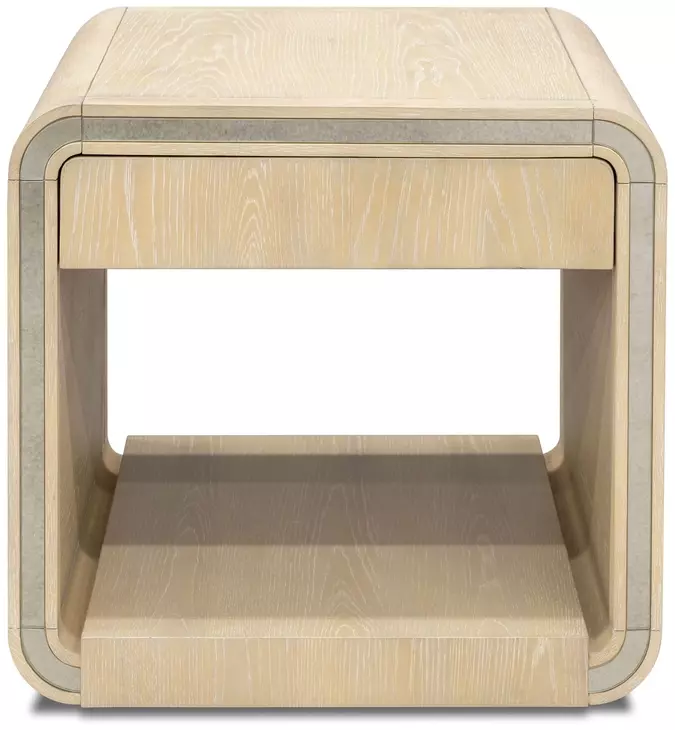 Damone Cerused White and Silver Square End Table