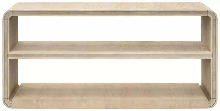 Damone Cerused White and Silver Rectangular Console Table