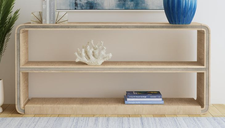 Damone Cerused White and Silver Rectangular Console Table