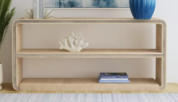 Damone Cerused White and Silver Rectangular Console Table