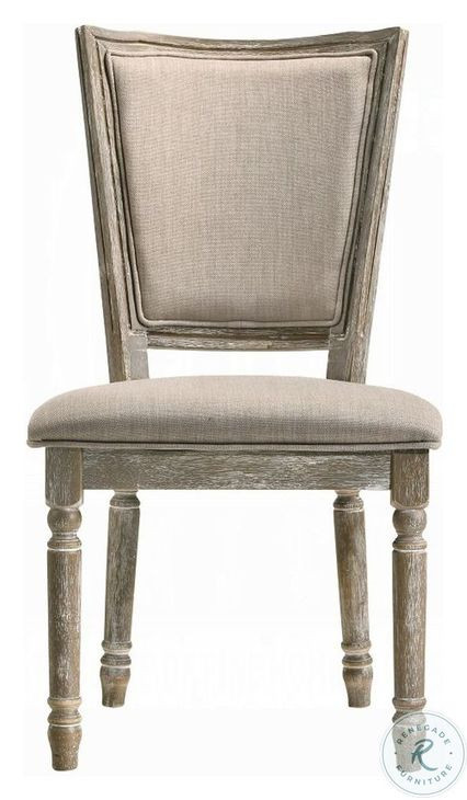 Gabrian Fabric and Reclaimed Gray Side Chair Set of 2