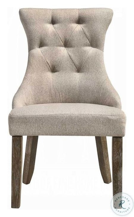 Gabrian Fabric and Reclaimed Gray Dining Chair with Nailhead Trim Set of 2