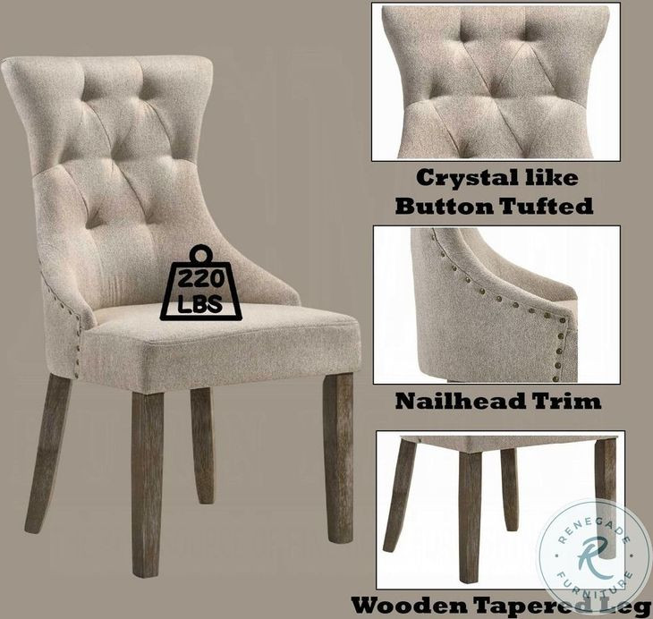 Gabrian Fabric and Reclaimed Gray Dining Chair with Nailhead Trim Set of 2
