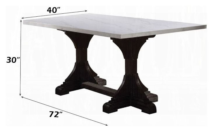Gerardo White and Weathered Espresso 72" Rectangular Marble Top Dining Table