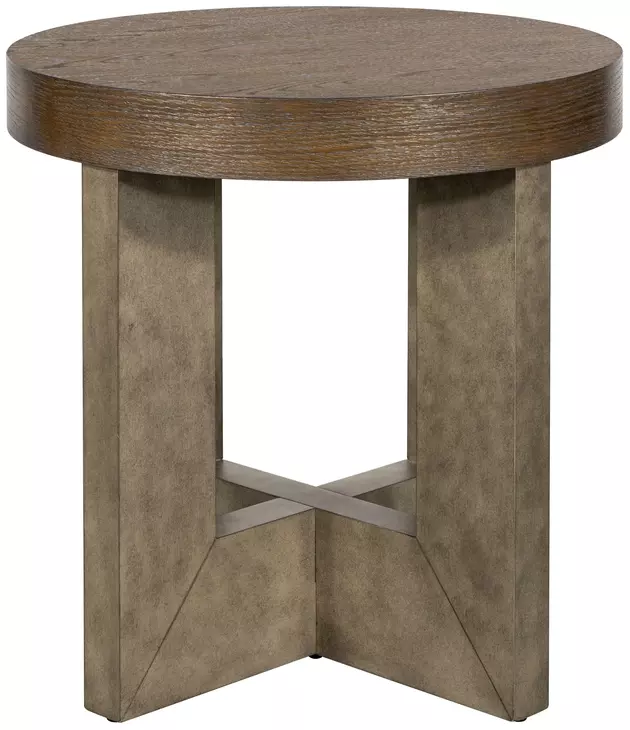 Nova Cerused Charcoal and Gray Round End Table