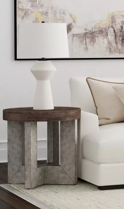 Nova Cerused Charcoal and Gray Round End Table