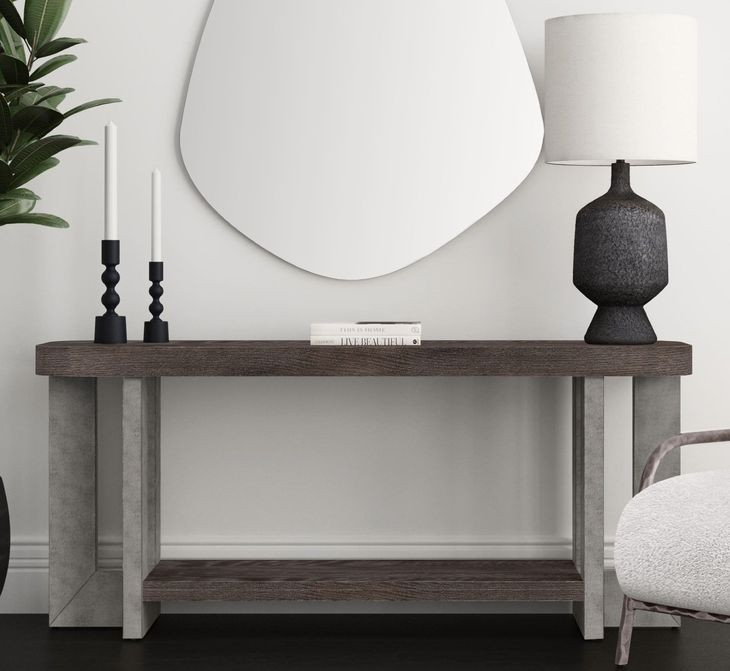 Nova Cerused Charcoal and Silver Rectangular Console Table