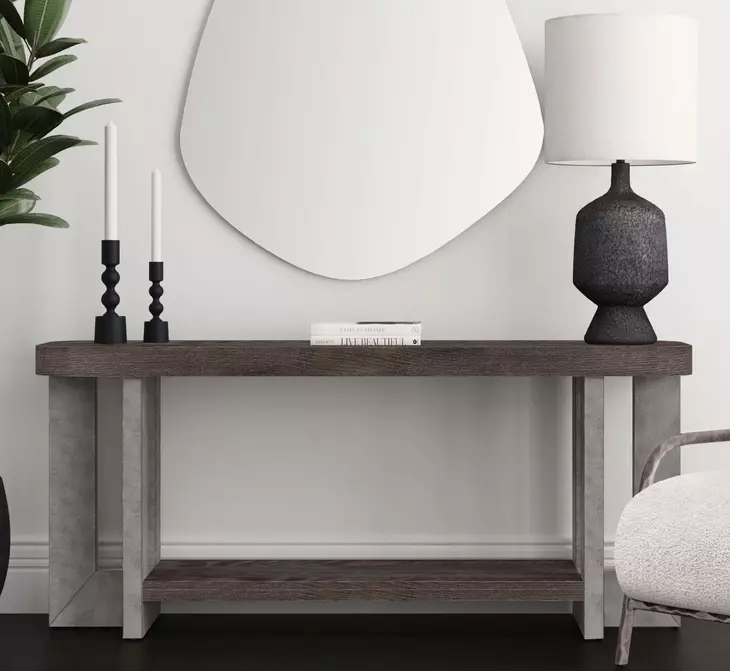Nova Cerused Charcoal and Silver Rectangular Console Table
