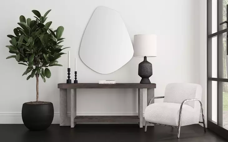 Nova Cerused Charcoal and Silver Rectangular Console Table