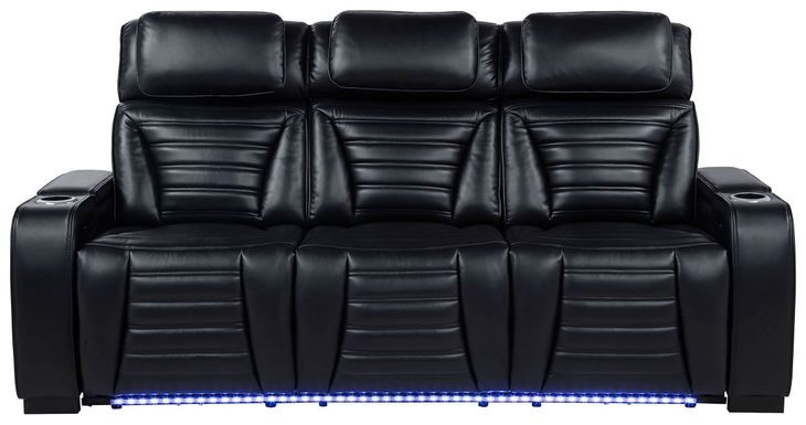 Zuma Black 85" Power Reclining Sofa with LED Light and USB Charging