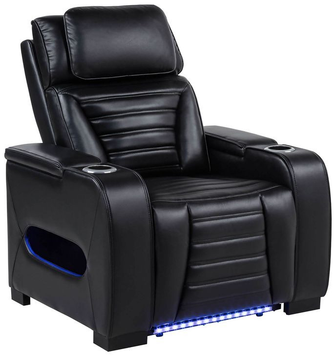 Zuma Black Power Recliner with USB Charging and LED Light