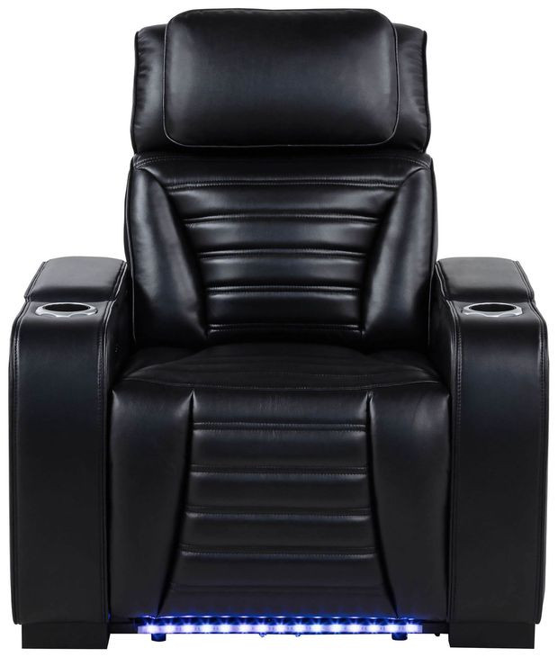 Zuma Black Power Recliner with USB Charging and LED Light