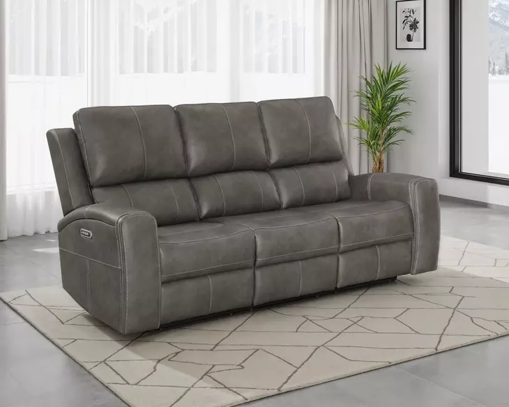 Brickston Charcoal Triple 86" Power Reclining Sofa with USB Charging and LED