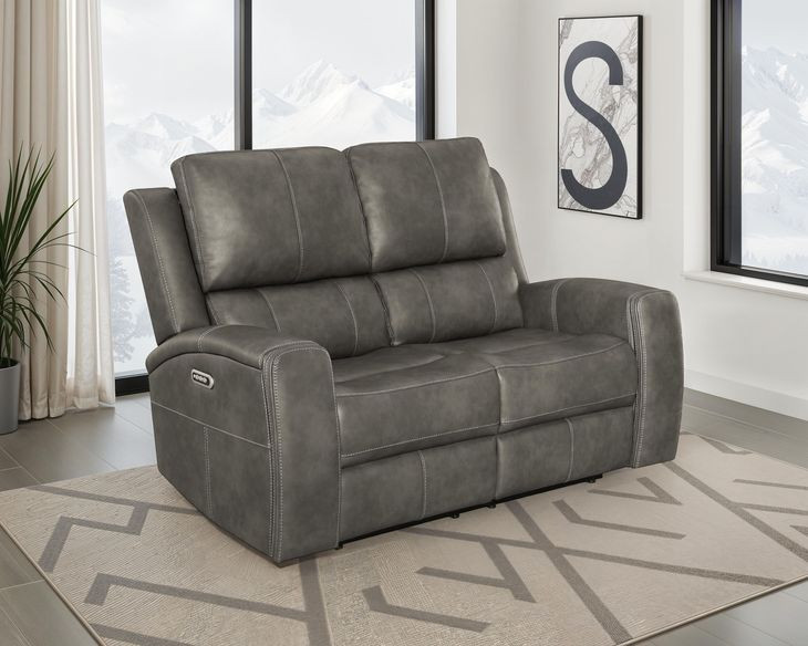Brickston Charcoal 62" Power Reclining Loveseat with USB Charging