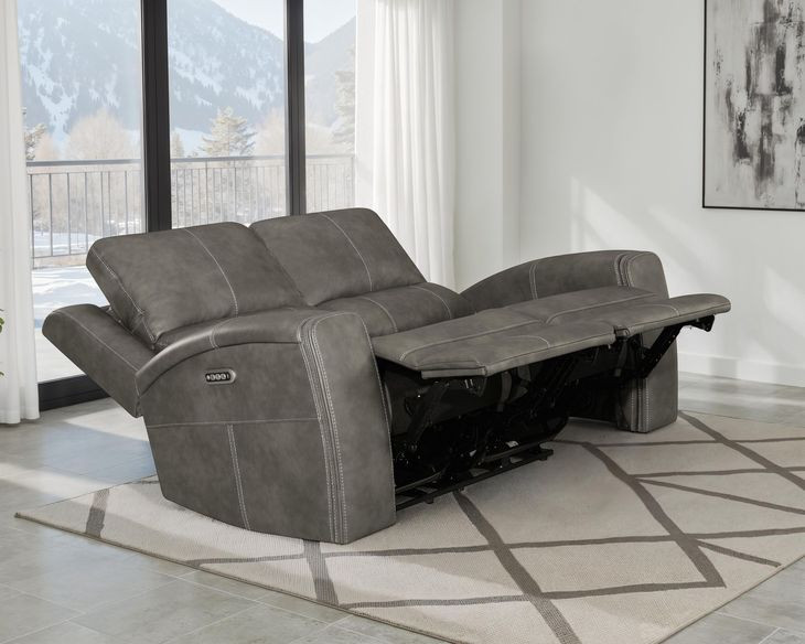 Brickston Charcoal 62" Power Reclining Loveseat with USB Charging