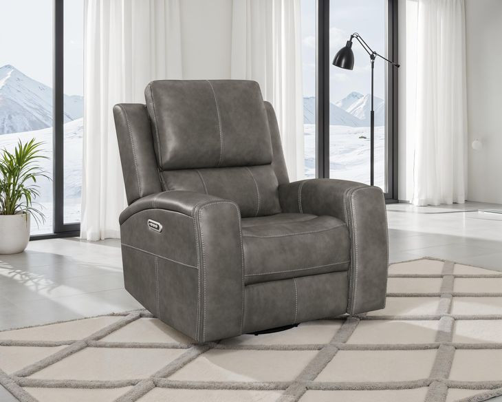Brickston Charcoal Power Swivel Glider Recliner with USB Charging