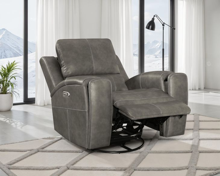 Brickston Charcoal Power Swivel Glider Recliner with USB Charging