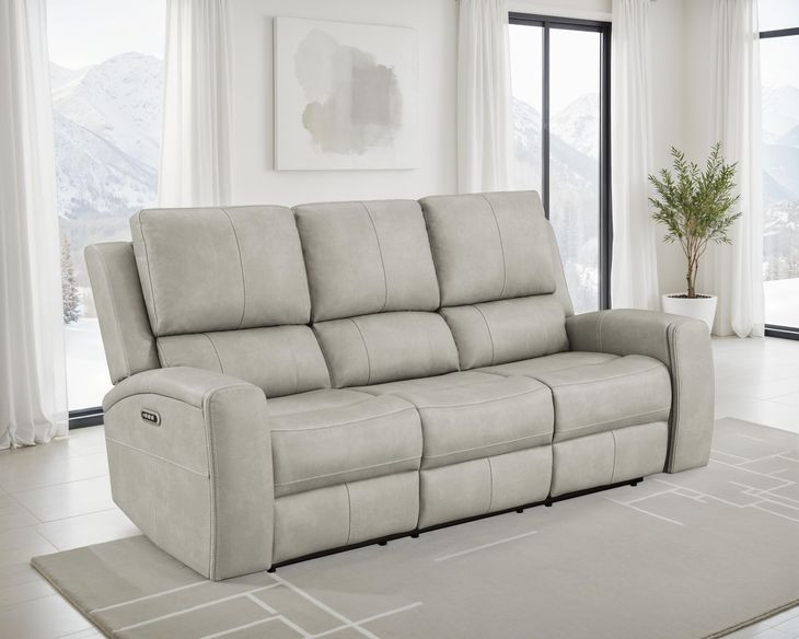 Brickston Gray 86" Power Reclining Sofa with LED Light and USB Charging