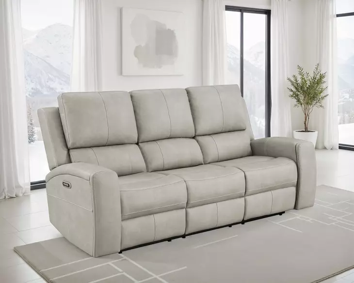 Brickston Gray Triple 86" Power Reclining Sofa with USB Charging and LED