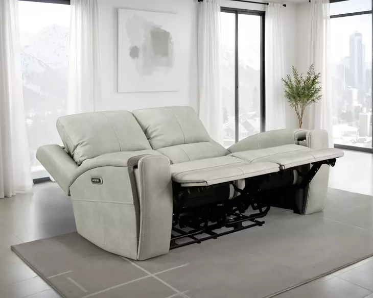 Brickston Gray Triple Zero Gravity 62" Power Reclining Loveseat with USB Charging