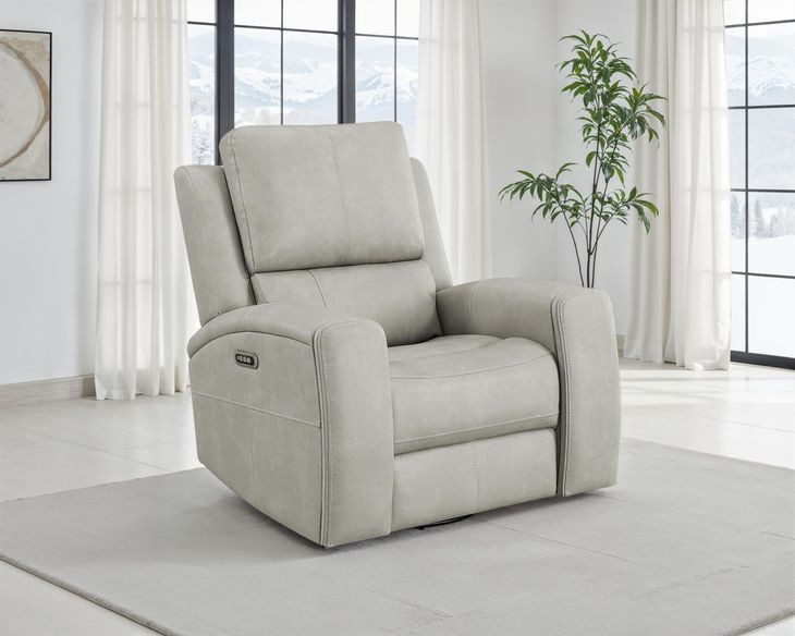 Brickston Gray Power Swivel Glider Recliner with USB Charging