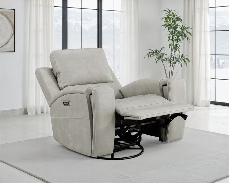 Brickston Gray Power Swivel Glider Recliner with USB Charging