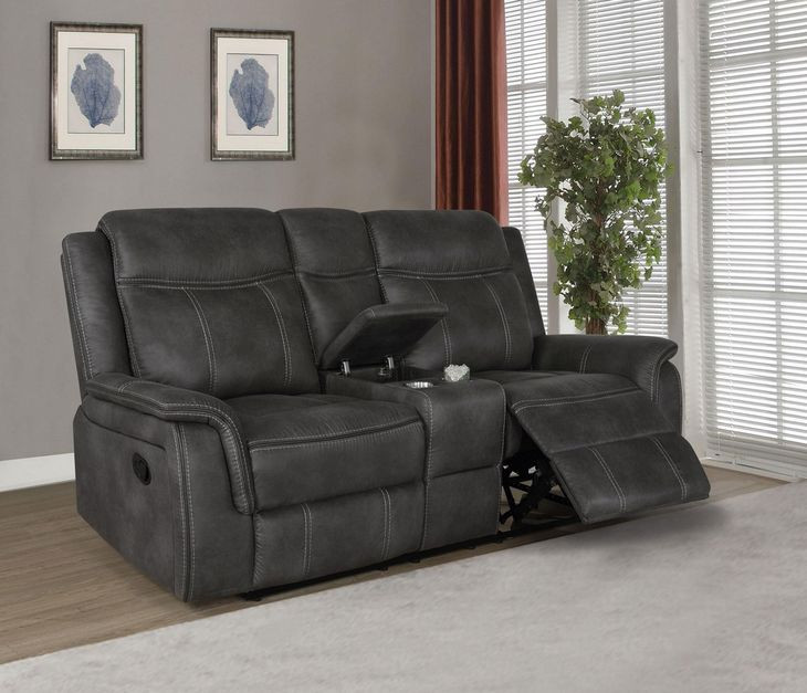 Lawrence Charcoal Reclining Console Loveseat