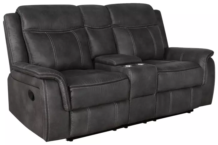 Lawrence Charcoal Reclining Console 74" Loveseat