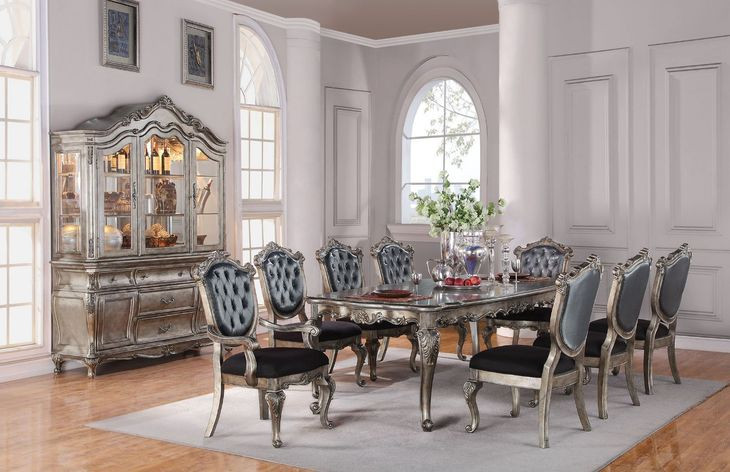Chantelle Antique Platinum 96" Extendable Rectangular Dining Table