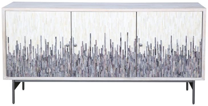 Zooey White Wash Mango and Blue 3 Door Server