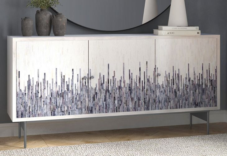 Zooey White Wash Mango and Blue 3 Door Server