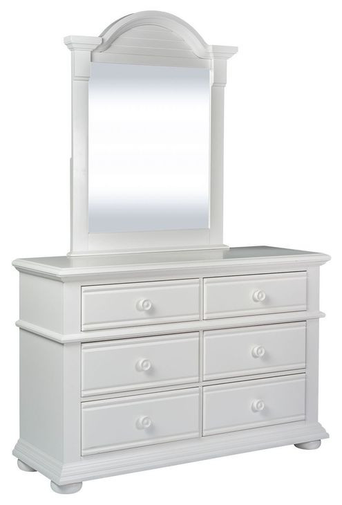 Sun Haven Oyster White 6 Drawer Dresser with Mirror