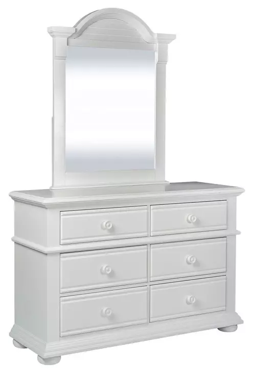 Sun Haven Oyster White 6 Drawer Dresser with Mirror