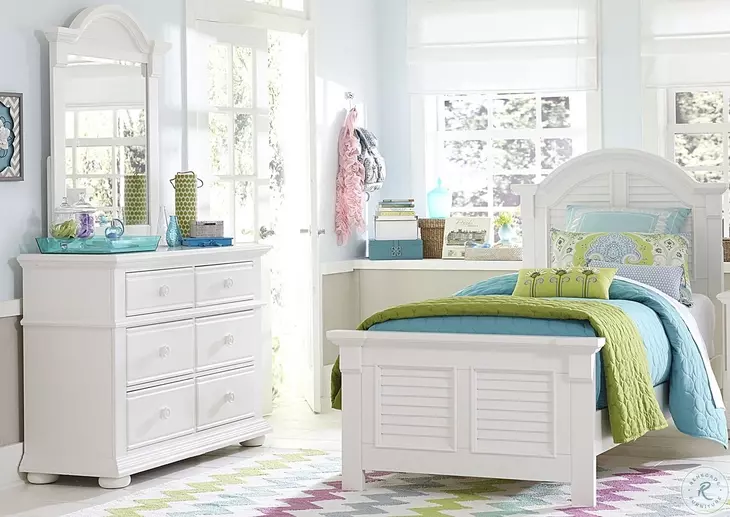 Summer House Oyster White Full Panel Bed