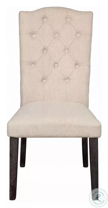 Gerardo Beige Linen Side Chair Set of 2