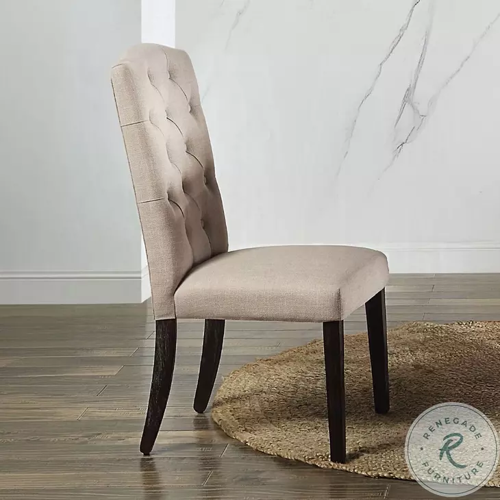 Gerardo Beige Linen Side Chair Set of 2