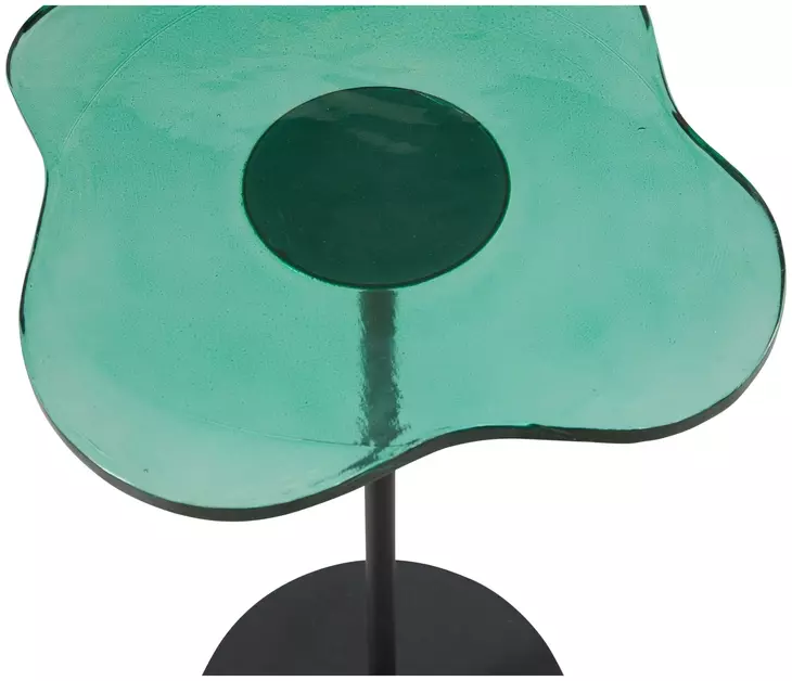 Elijah Matte Black and Green Free Form Glass Top Accent Table