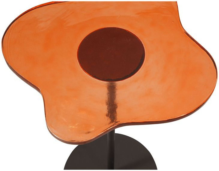 Elijah Matte Black and Red Free Form Glass Top Accent Table