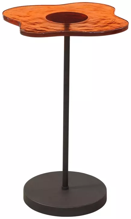 Elijah Matte Black and Red Free Form Glass Top Accent Table