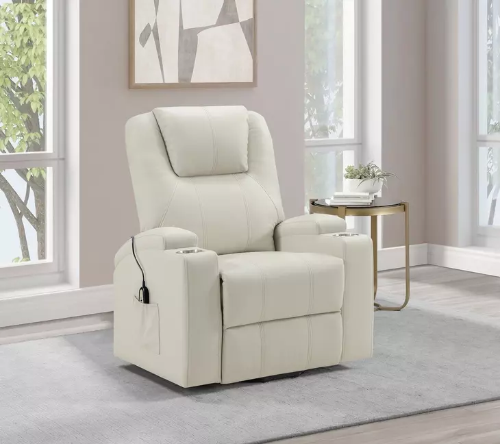 Armstrong Ivory Power Lift Massage Recliner with USB Charging