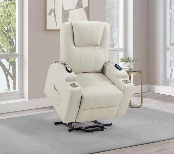 Armstrong Ivory Power Lift Massage Recliner with USB Charging