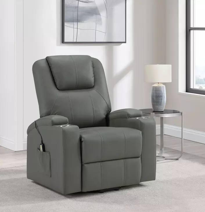 Armstrong Gray Power Lift Massage Recliner with USB Charging