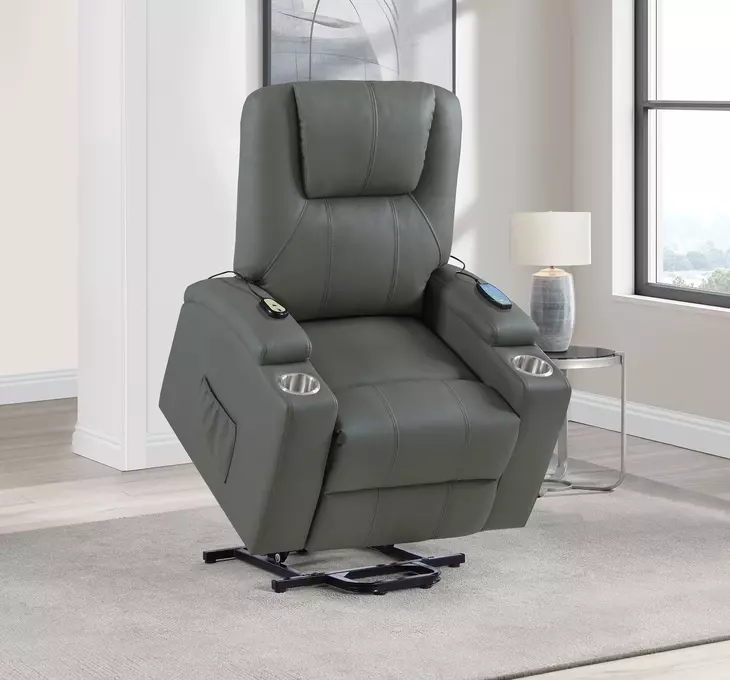 Armstrong Gray Power Lift Massage Recliner with USB Charging