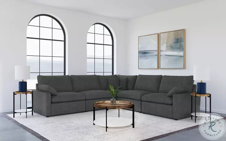 Collins Dark Gray 5 Piece Modular Power Reclining Sectional