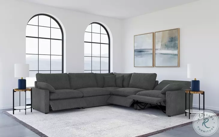 Collins Dark Gray 5 Piece Modular Power Reclining Sectional