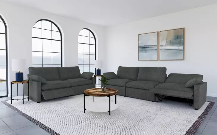 Collins Dark Gray Modular 124" Power Reclining Sofa