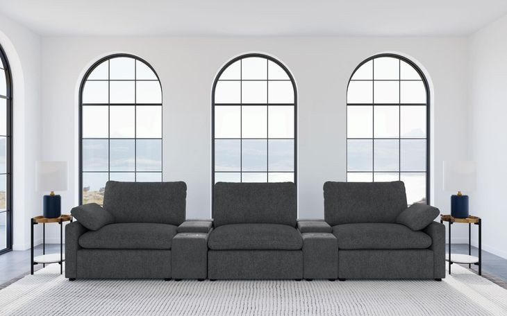 Collins Dark Gray 5 Piece Power Reclining Home Theater Seating