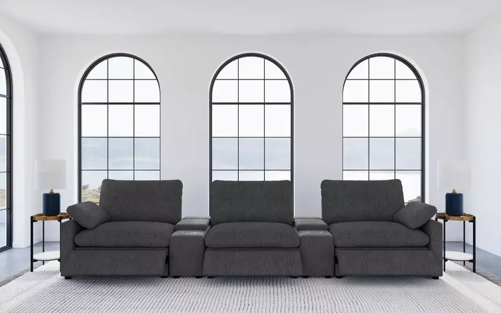 Collins Dark Gray 5 Piece Power Reclining Home Theater Seating