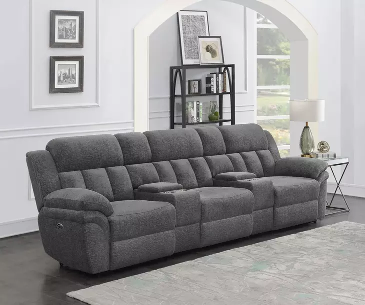 Bahrain Charcoal Power Reclining 3 Seater 126" Home Theater